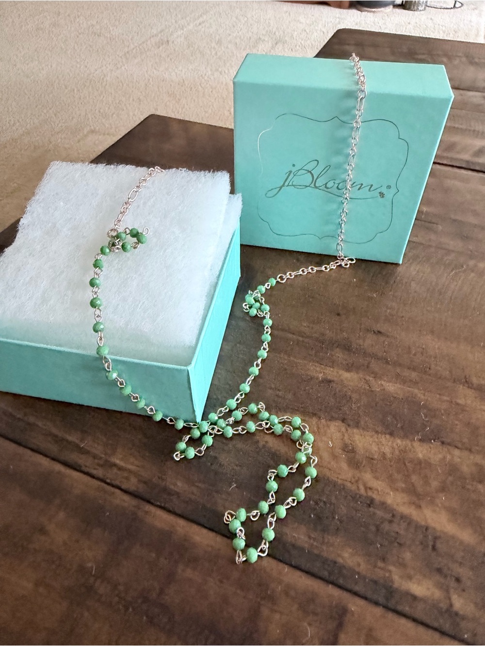 jbloom Green Beaded Gold Necklace